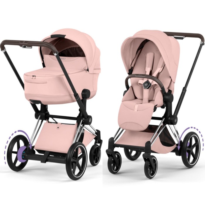 Cybex ePriam Style Collection Peach Pink chassis Chrome 5.0 stroller 2 in 1