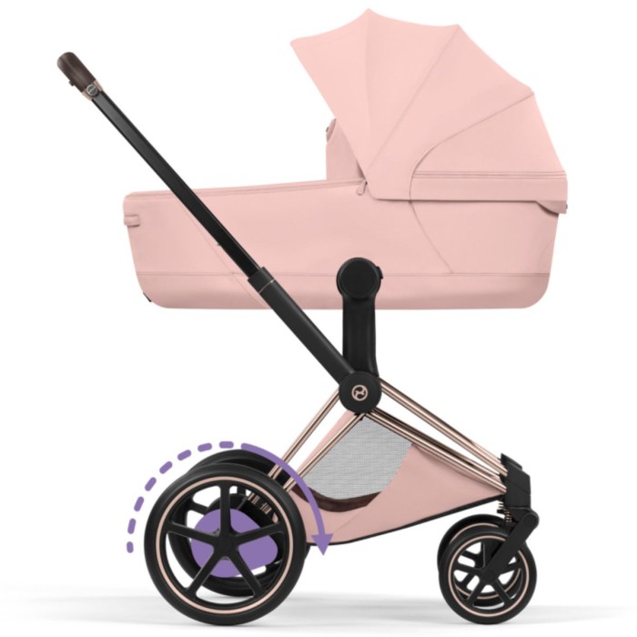 Cybex ePriam Style Collection Peach Pink chassis Rosegold 5.0 stroller 2 in 1