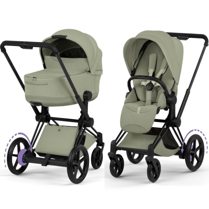 Cybex ePriam Style Collection Sage Green chassis Matt Balck 5.0 stroller 2 in 1