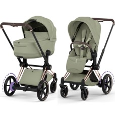 Cybex ePriam Style Collection Sage Green chassis Rosegold 5.0 stroller 2 in 1