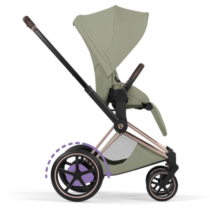 Cybex ePriam Style Collection Sage Green chassis Rosegold 5.0 stroller 2 in 1