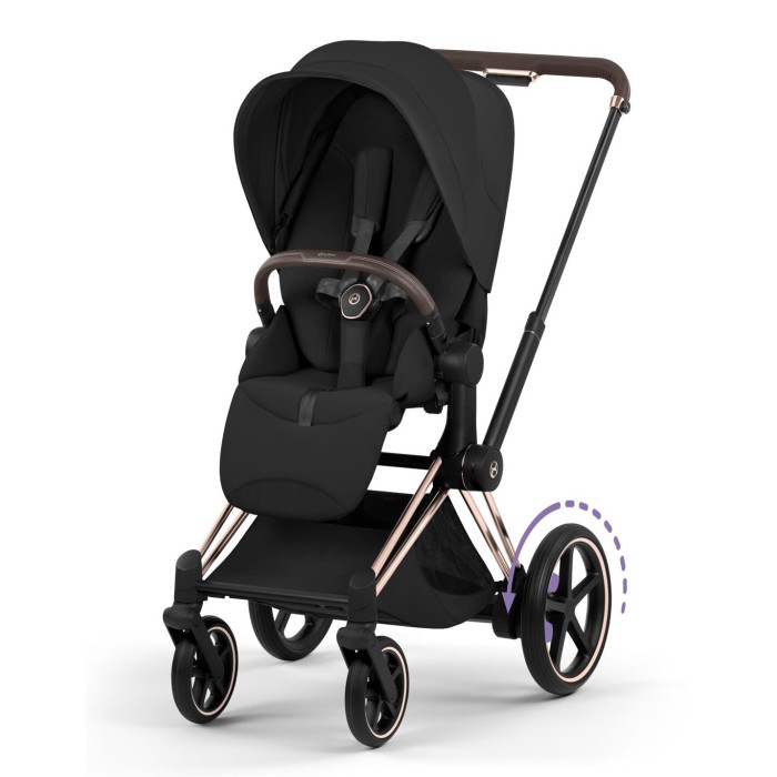 Cybex ePriam Style Collection Sepia Black chassis Rosegold 5.0 stroller 2 in 1