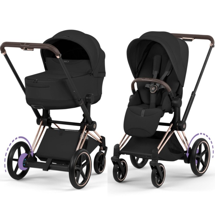 Cybex ePriam Style Collection Sepia Black chassis Rosegold 5.0 stroller 2 in 1