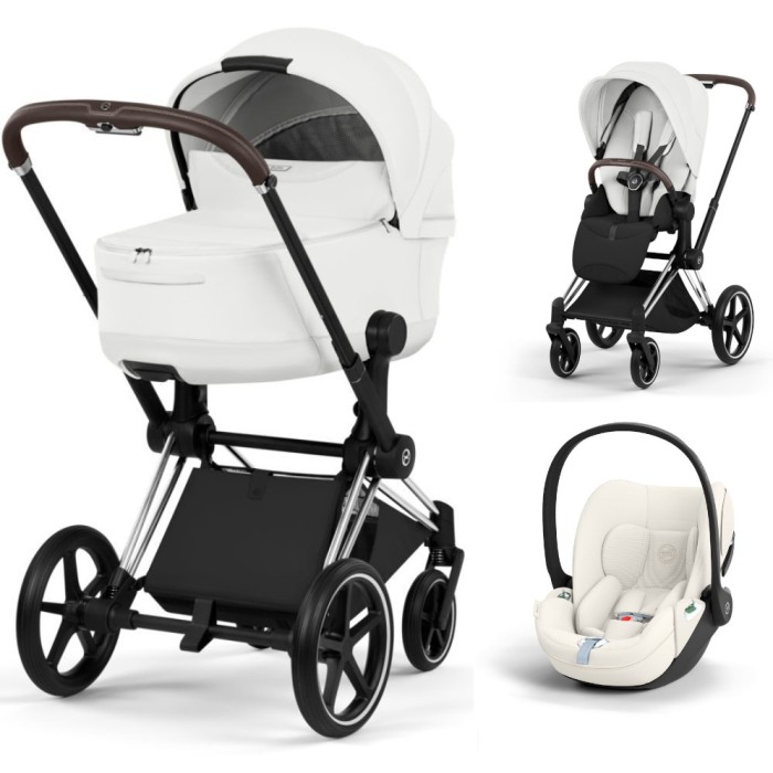 Cybex Priam 3 in 1 Off White Style Collection chassis Chrome 5.0 car seat Cloud T plus