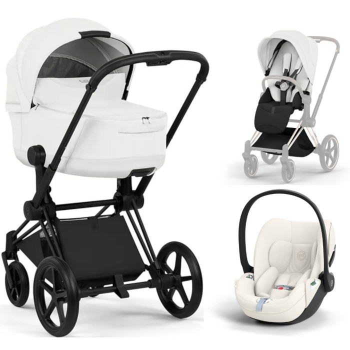 Cybex Priam 3 in 1 Off White Style Collection chassis Matt Balck 5.0 car seat Cloud T plus