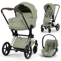 Cybex Priam 3 in 1 Sage Green Style Collection chassis Chrome 5.0 car seat Cloud T plus