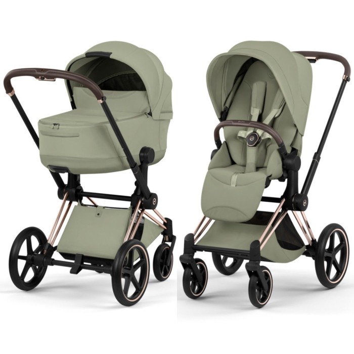 Cybex Priam Style Collection 5.0 stroller 2 in 1 Sage Green chassis Rosegold