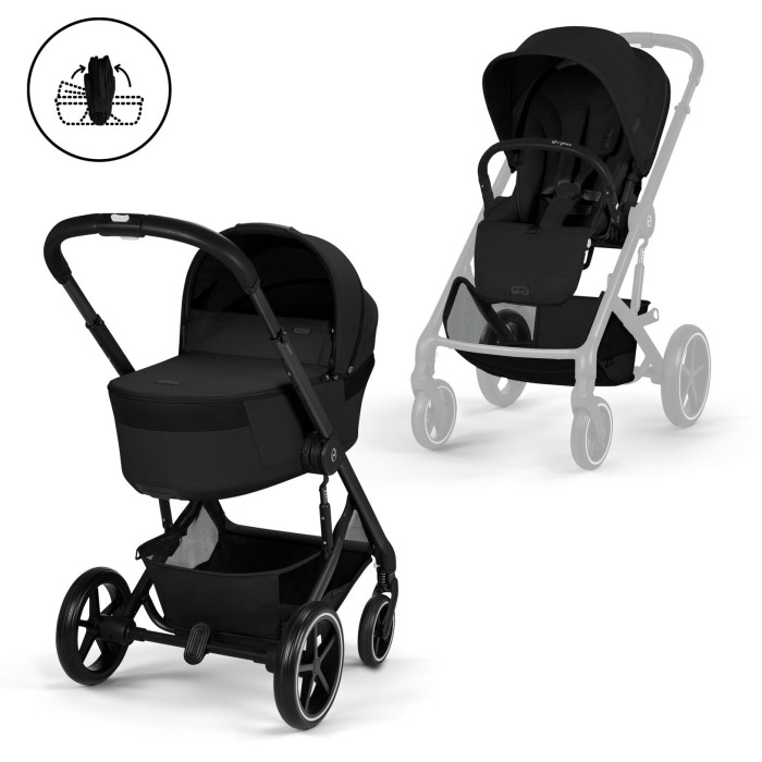 Коляска Cybex Balios S Lux Taupe 2 в 1 Moon Black (люлька складана)