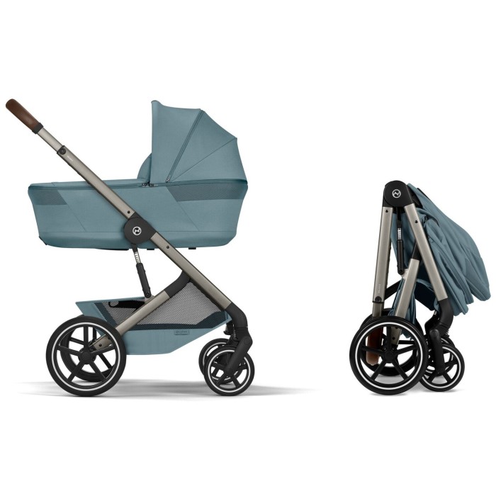 Коляска Cybex Balios S Lux Taupe 2 в 1 Stormy Blue (люлька складана)