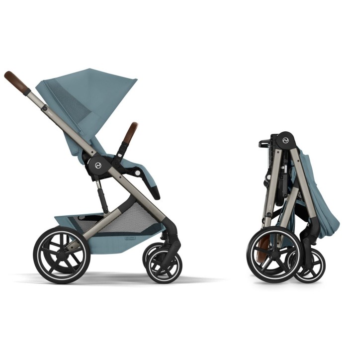 Коляска Cybex Balios S Lux Taupe 2 в 1 Stormy Blue (люлька складана)
