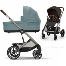 Коляска Cybex Balios S Lux Taupe 2 в 1 Chocolate Brown люлька Stormy Blue