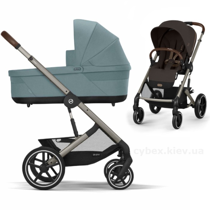 Коляска Cybex Balios S Lux Taupe 2 в 1 Chocolate Brown люлька Stormy Blue
