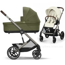 Коляска Cybex Balios S Lux Taupe 2 в 1 Seashell Beige люлька Moss Green