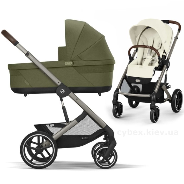 Коляска Cybex Balios S Lux Taupe 2 в 1 Seashell Beige люлька Moss Green