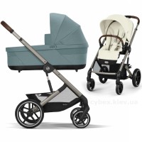 Коляска Cybex Balios S Lux Taupe 2 в 1 Seashell Beige люлька Stormy Blue