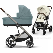 Коляска Cybex Balios S Lux Taupe 2 в 1 Seashell Beige люлька Stormy Blue