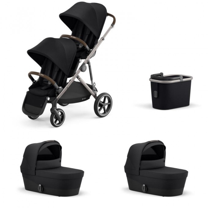 Stroller for twins Cybex Gazelle S Taupe 2 in 1 Deep Black