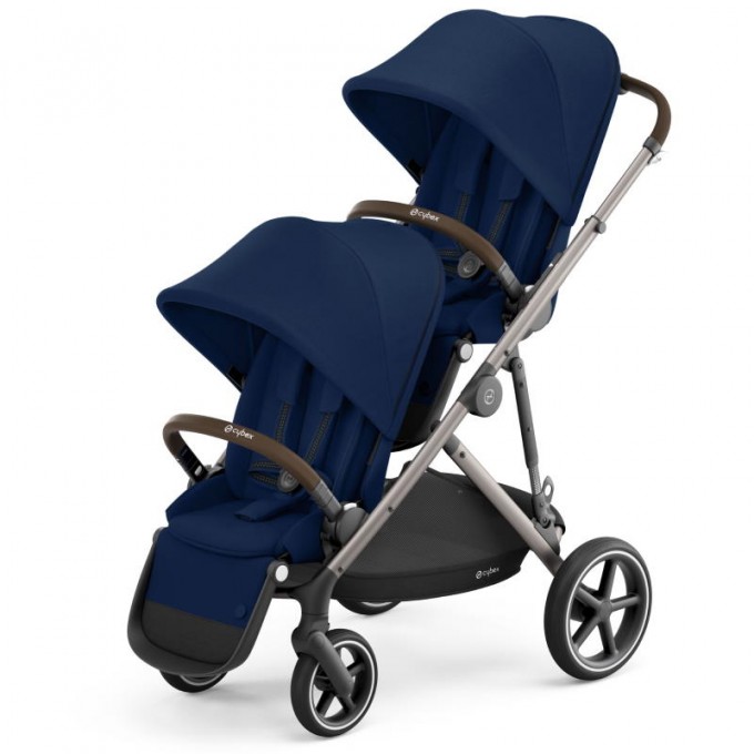 Stroller for twins Cybex Gazelle S Taupe 2 in 1 Navy Blue