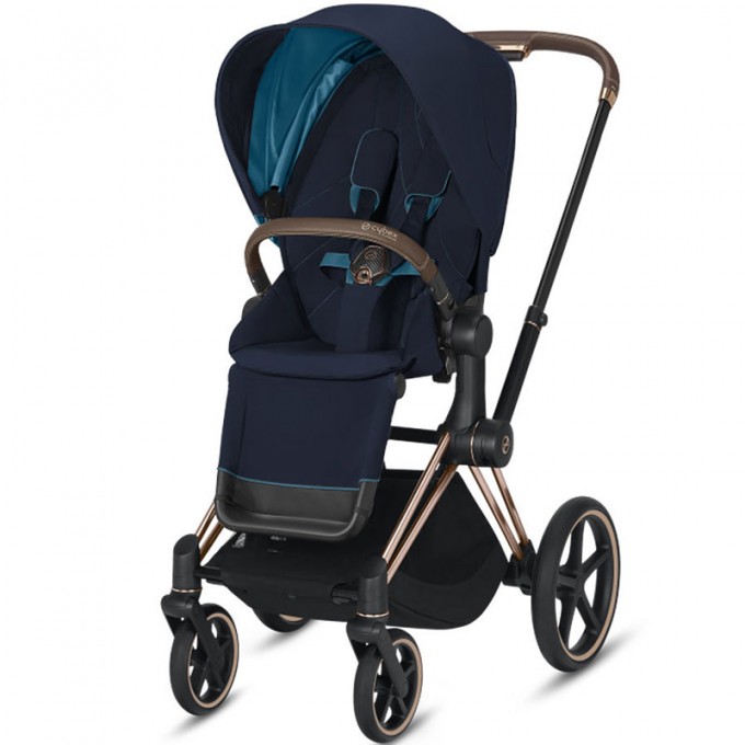 Cybex Priam 2 в 1 Deep Black navy шасси Rosegold