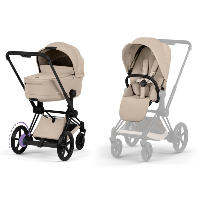 Cybex e-Priam 2 in 1 Stroller сomfort сollection Cozy Beige Matt Black 5.0 сhassis with Electric Drive
