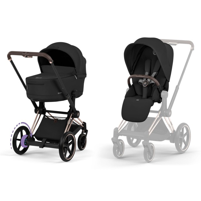 Cybex ePriam Comfort Collection Sepia Black chassis Rosegold 5.0 stroller 2 in 1